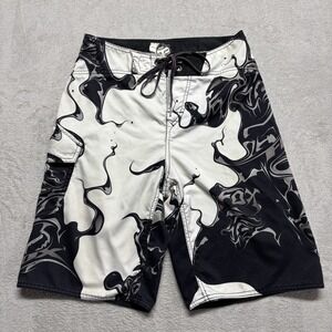 Vintage Y2k Men's 30 Fox Racing AOP Tribal Ink Surf Board Shorts